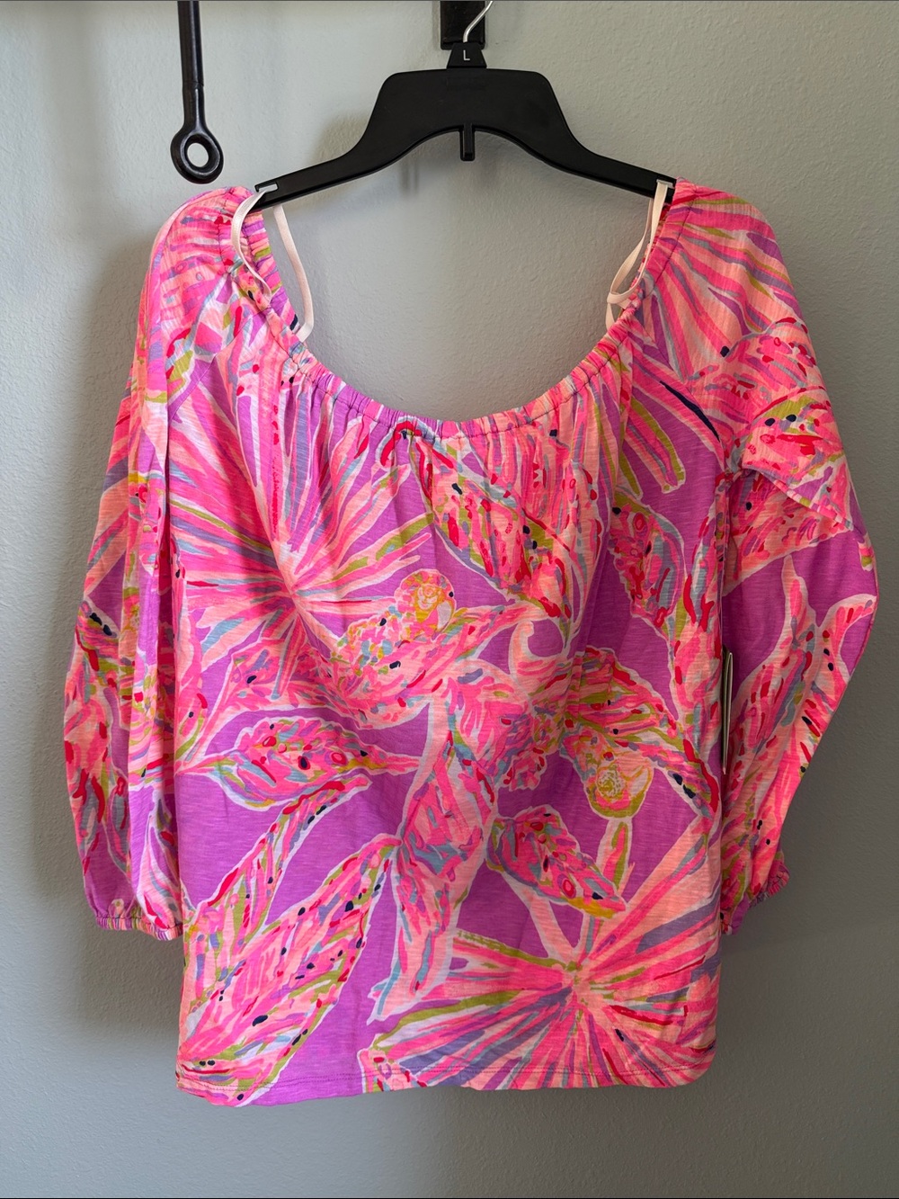 Lilly Pulitzer Pink Purple Multicolor Off-Shoulder Floral Top